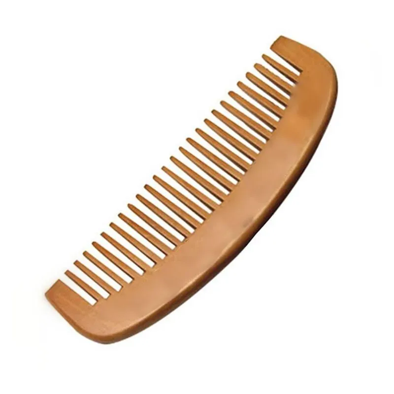 Pente De Madeira Curvo Barba Cabelo Anti-friss Bambu Rústico