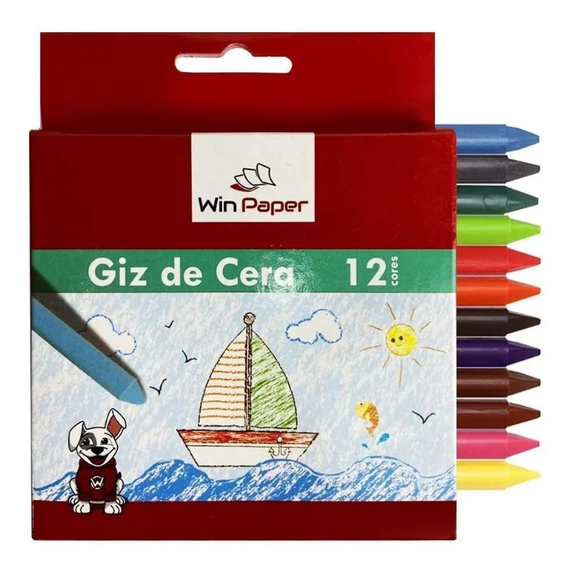 Giz De Cera 12 Cores Pequeno Desenho Trabalho Escolar