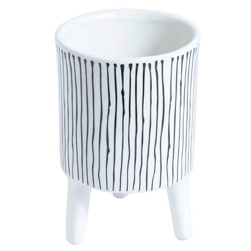 Cachepot de Cerâmica 10cm Mai Home 1044 Listra Preto Cachepot Ceramica 10cm Mai Home Listra Preto 1044