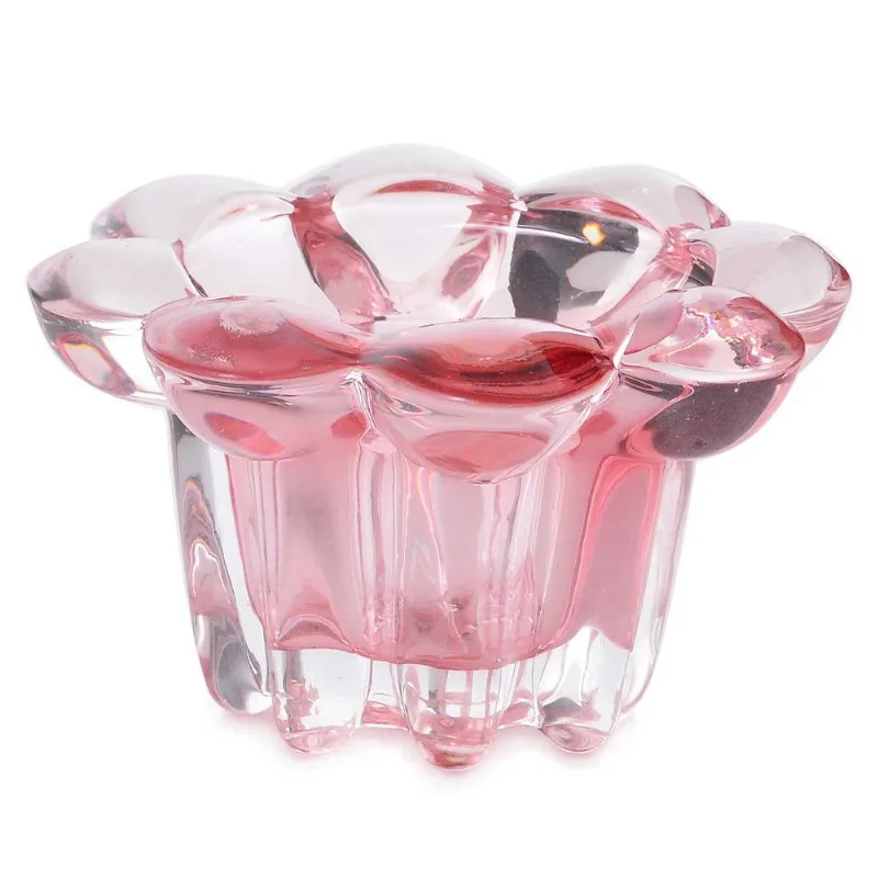 Castiçal Flor Decorativo 8x5cm em Vidro Fartex-Rosa