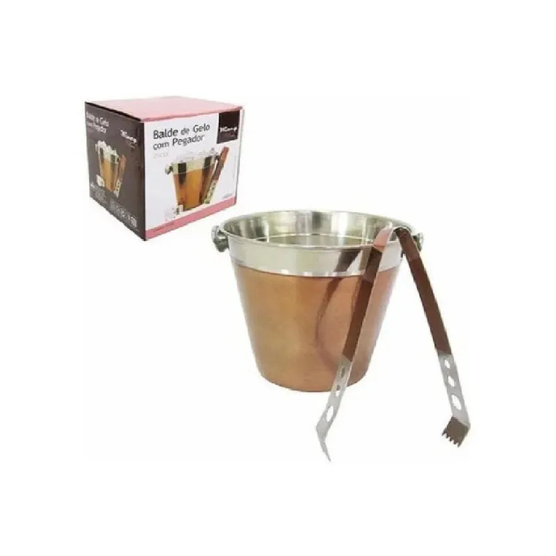 Balde De Gelo Com Pegador De Inox Rose Gold - Wincy