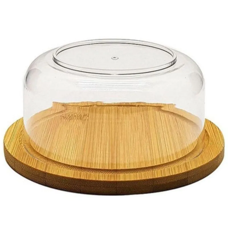 Mini Boleira de Bambu Com Cúpula De Acrílico Wincy