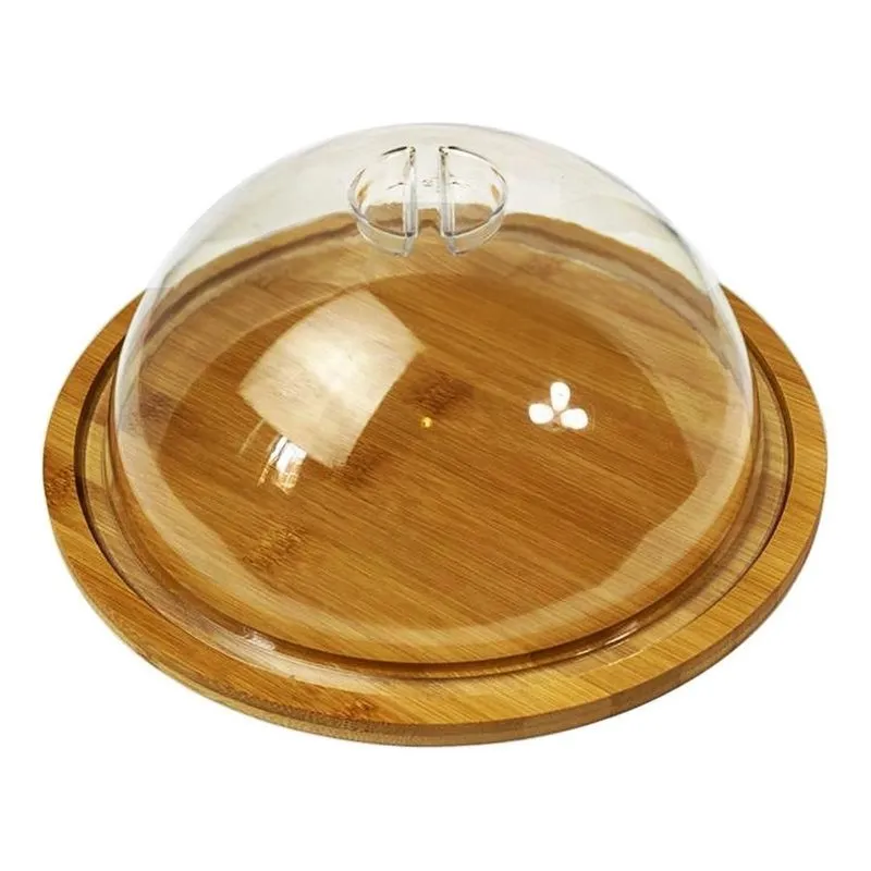 Boleira Porta Bolo Com Cúpula Bambu Ecológica Gourmet 24Cm