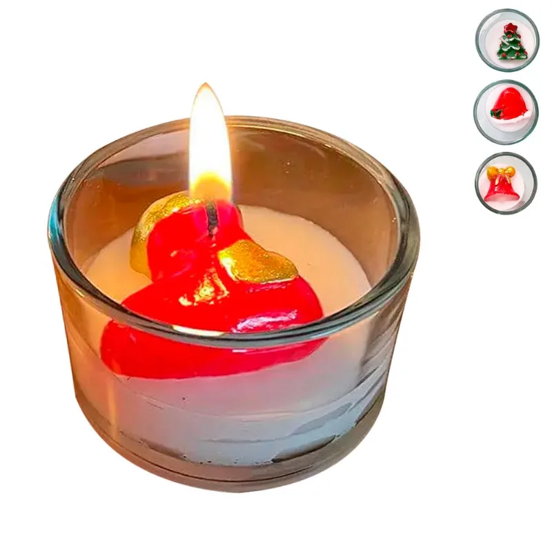 Castiçal Decorativo Natal 3,6x5cm C/ Suporte em Vidro Fartex