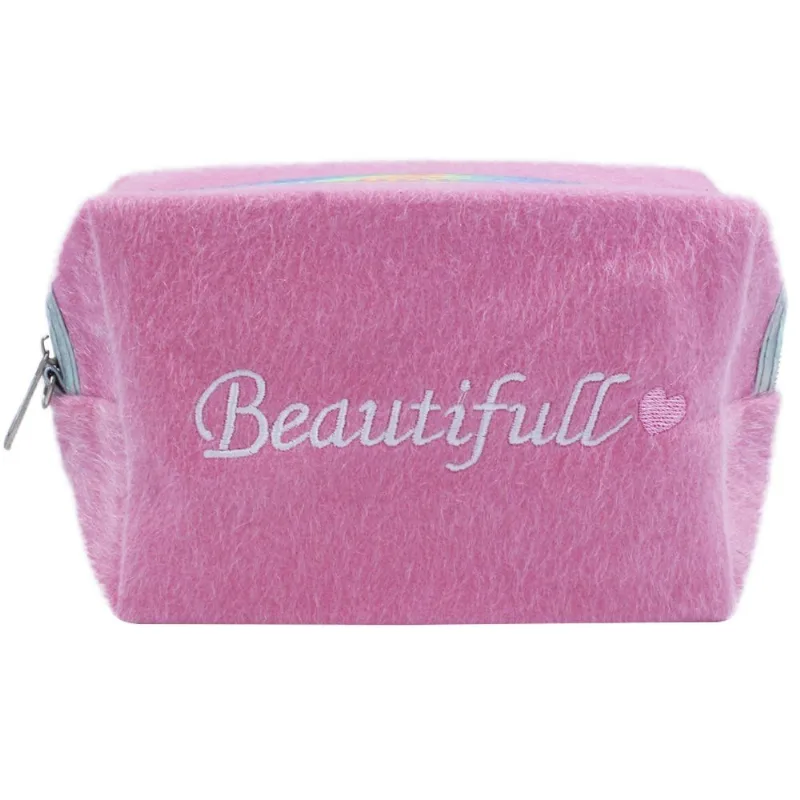 Nécessaire Beautiful C/ Alça 18x11cm em Poliéster Rio de Ouro-Rosa