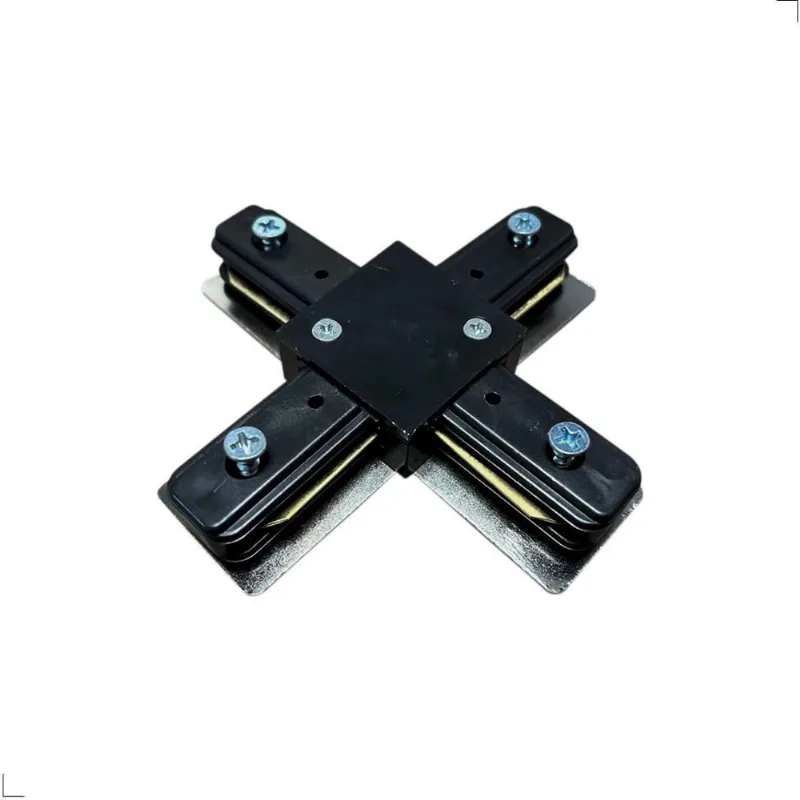 Conector Emenda X Para Trilho 2 Fios Eletrificado Preto