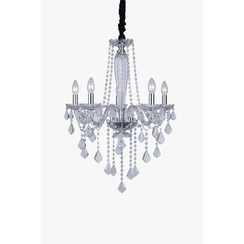 Lustre Candelabro 5 Braços Cristal Maria Tereza