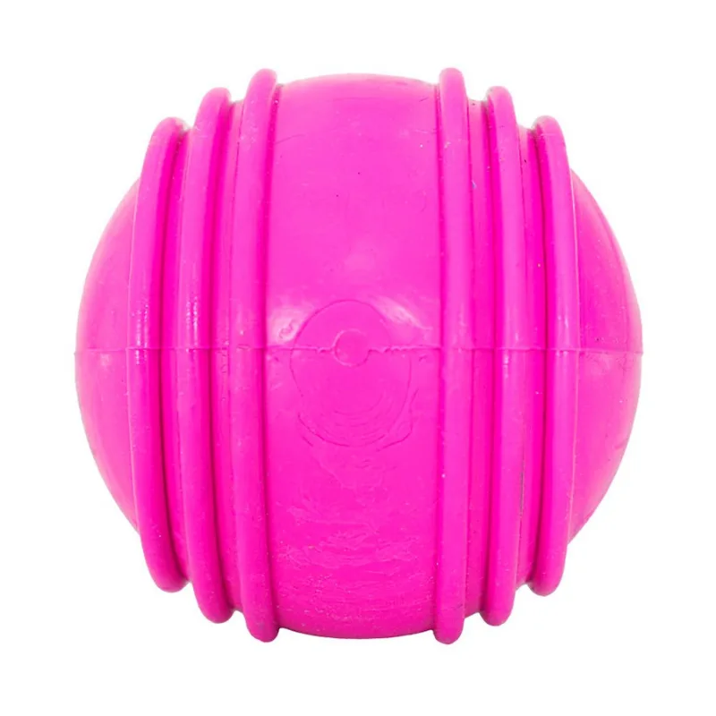 Brinquedo Furacão Pet Bola De Borracha Maciça Rosa Com Friso Para Cães - 9cm