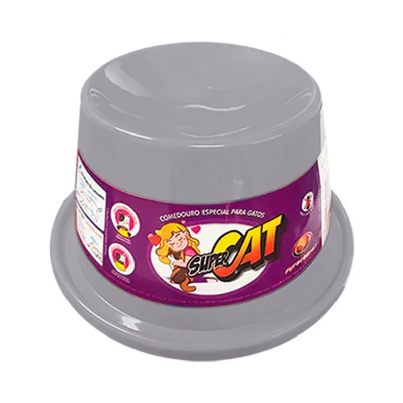 Comedouro Furacão Pet Super Cat Cinza Para Gatos 200 Ml