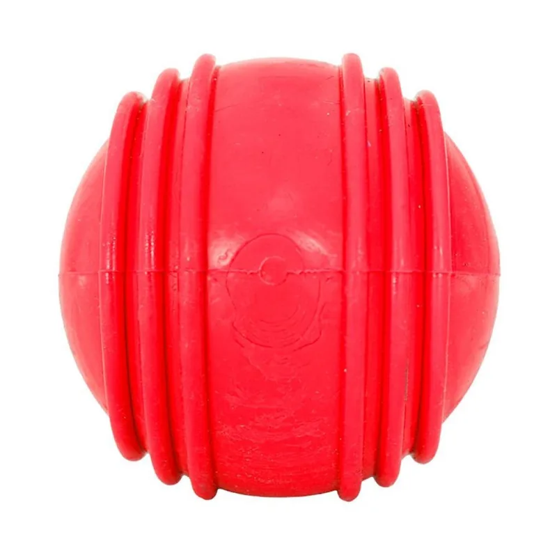 Brinquedo Furacão Pet Bola De Borracha Maciça Vermelho Com Friso Para Cães