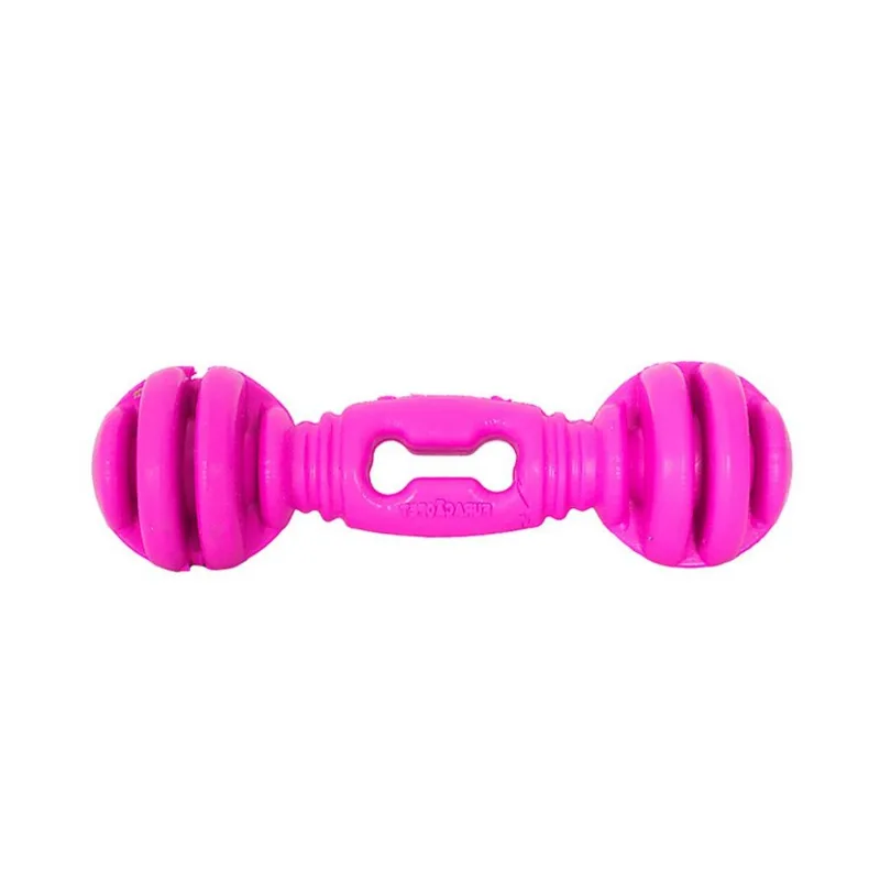 Brinquedo Furacão Pet Halteres De Borracha Maciça Rosa Com Cravo Para Cães