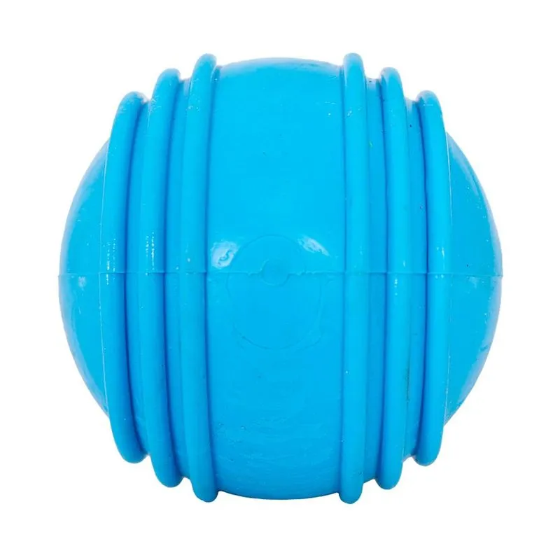 Brinquedo Furacão Pet Bola De Borracha Maciça Azul Com Friso Para Cães - 8cm