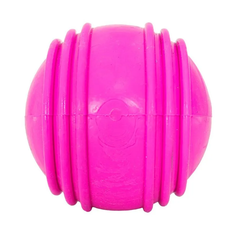 Brinquedo Furacão Pet Bola De Borracha Maciça Rosa Com Friso Para Cães - 8cm