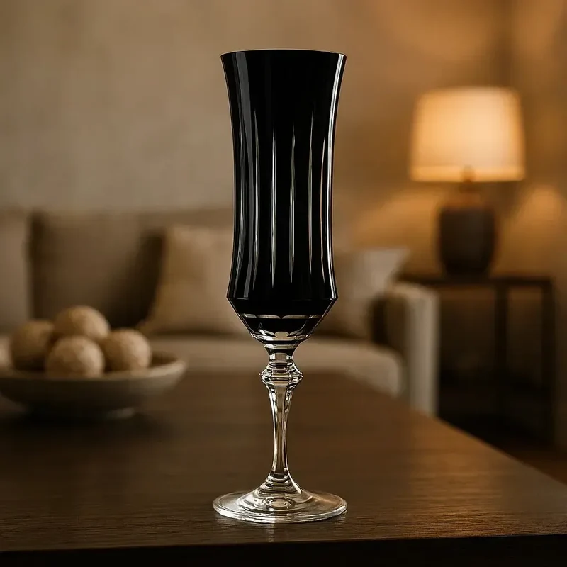 Taça em Cristal Lapidado 66 para Espumante 19 Preto Artemano 195ml