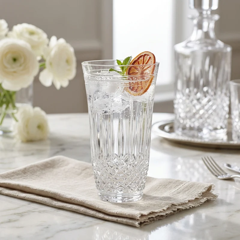 Jogo 2 Copos em Cristal Lapidado 68 Long Drink 37 Artemano 420ml