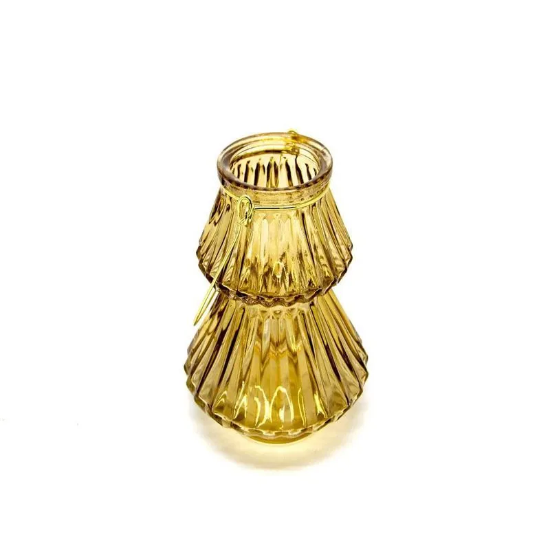 Porta Vela Decorativo Vidro Com Alça Dourado