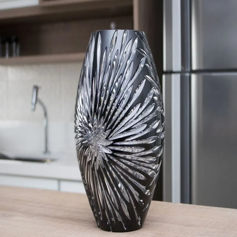 Vaso Vidro Decorativo Preto Flor