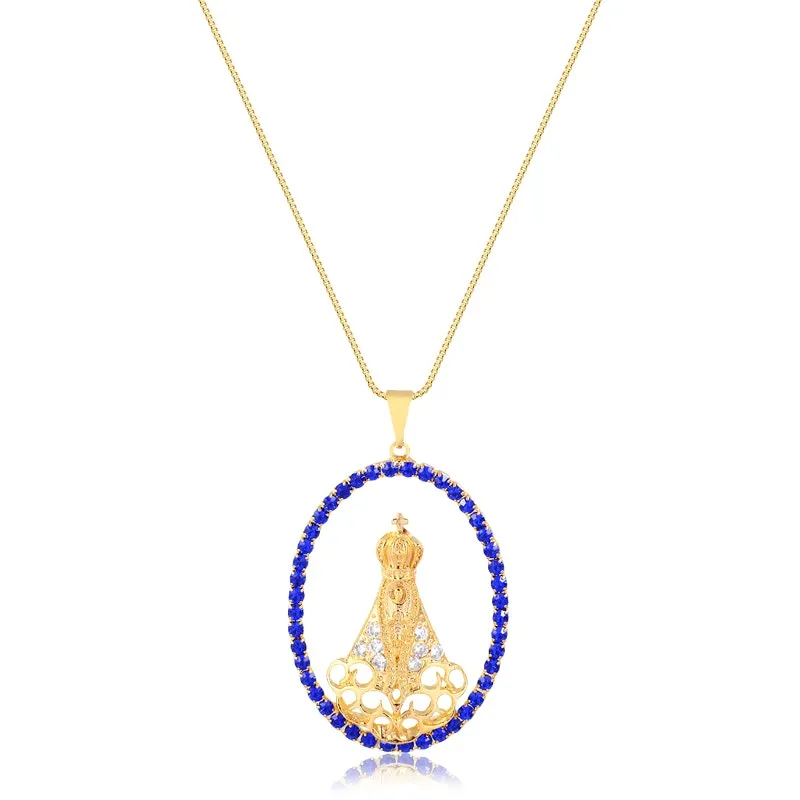 Gargantilha Nossa Senhora Aparecida folheada a ouro 18k