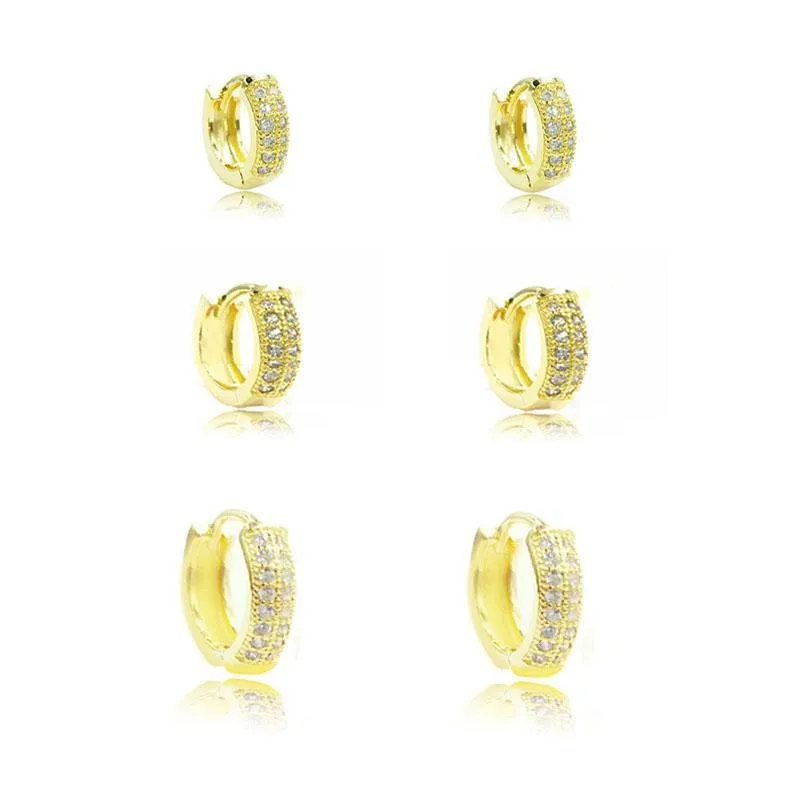 Trio De Brincos De Argola Com Zircônias Folheado A Ouro 18K