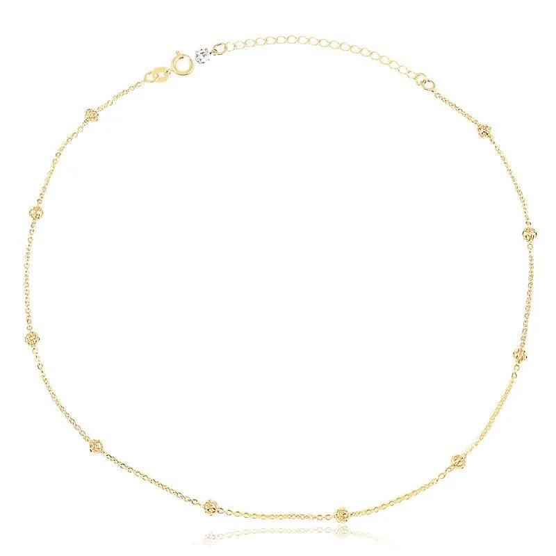 Gargantilha Choker Bolinhas Fol A Ouro 18k