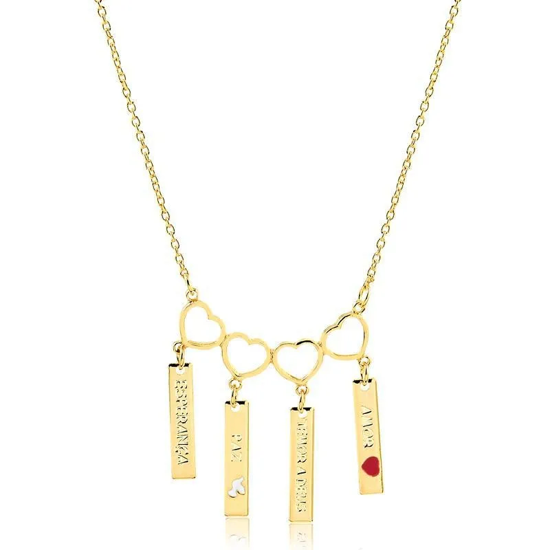 Colar Plaquinhas Verticais Folheado A Ouro 18K