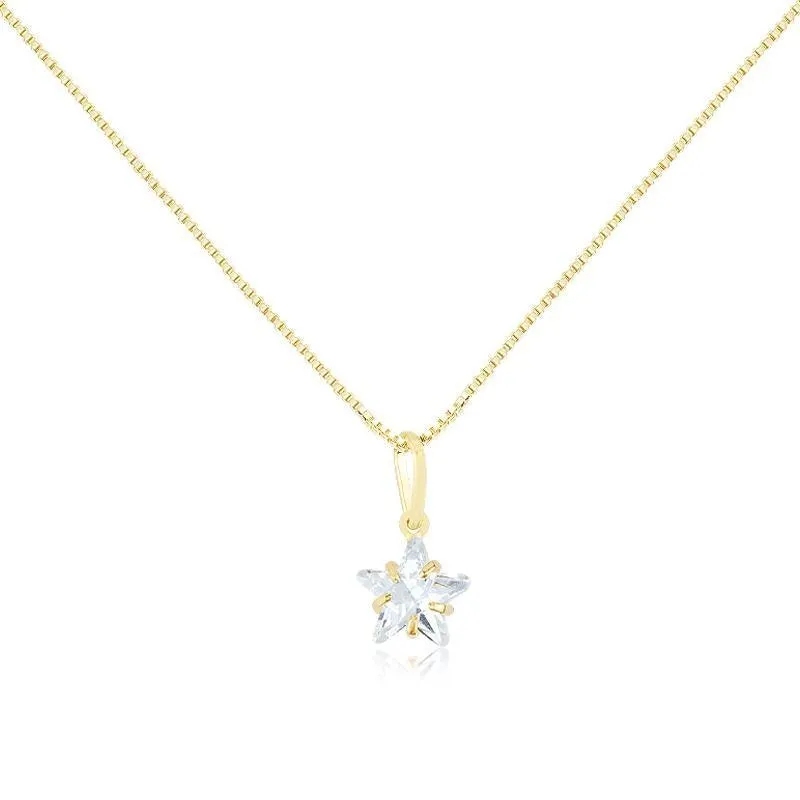 Colar Ponto De Luz Estrela Folheado A Ouro 18k