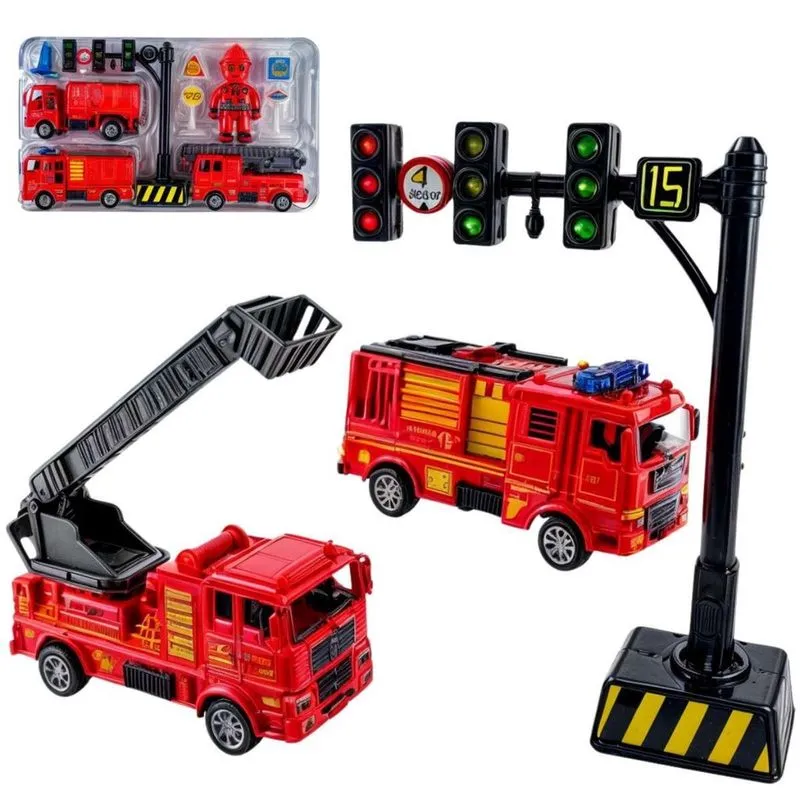 Kit Caminhões Bombeiros Resgate Acessórios Trânsito Fricção