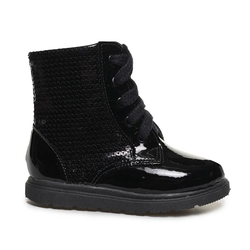 Bota M Shuz Kids Coturno Infantil Preta PRETO - 27