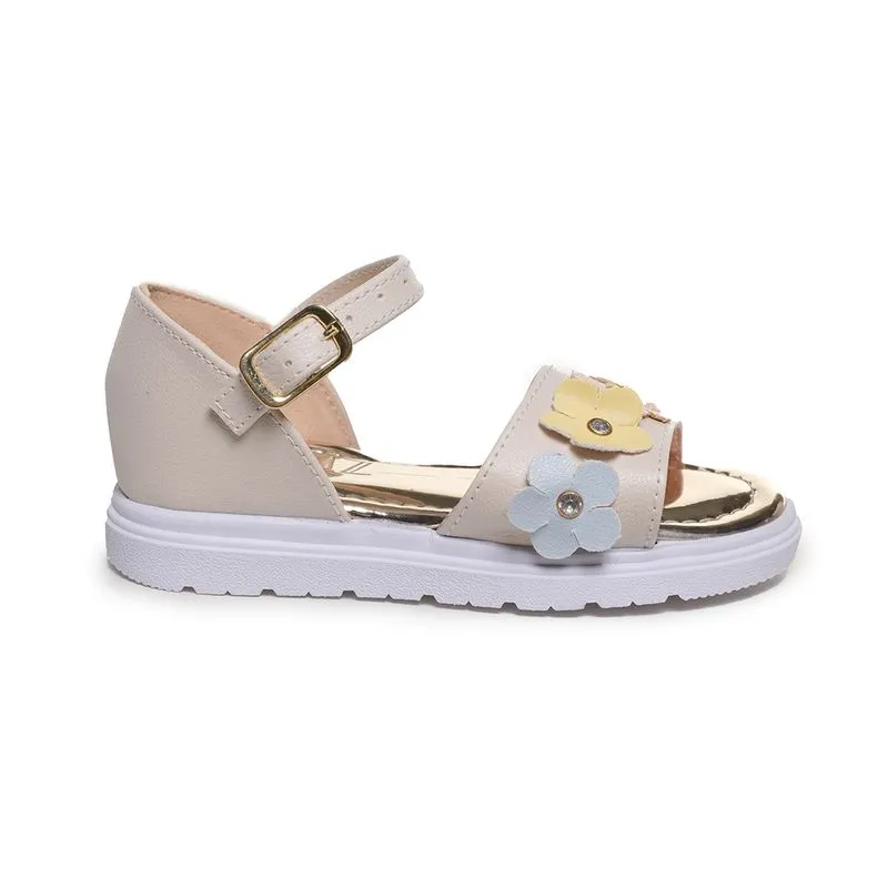 Sandália M Shuz Kids Flowers Infantil Off White OFF WHITE - 23