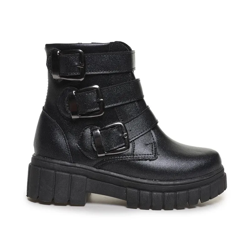 Bota M Shuz Kids Chunky Cano Curto Juvenil Preta PRETO - 28