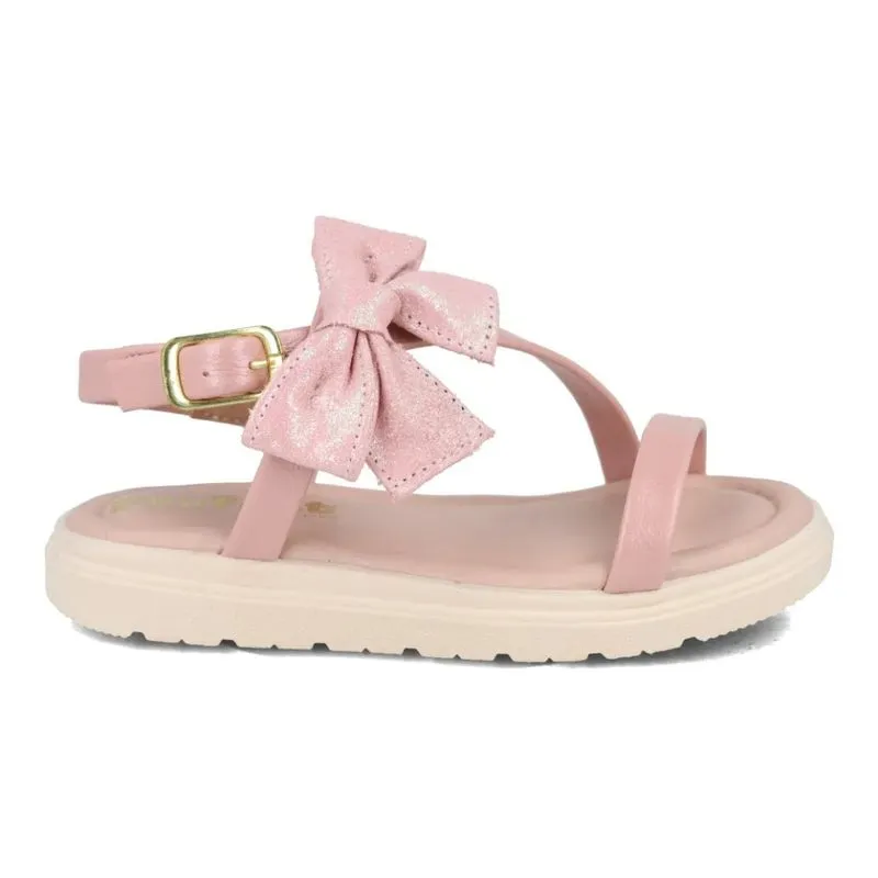Sandália Funfeet Laço Infantil Rosa Metalizado 25