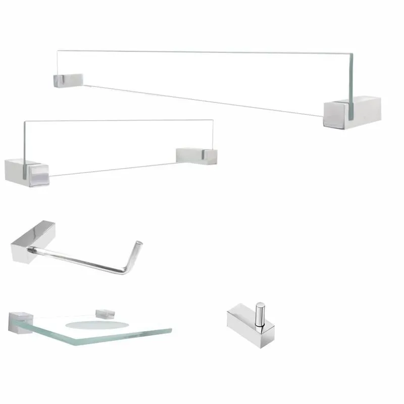 Kit acessórios vidro para banheiro 5 peças 400VT Grego Metal