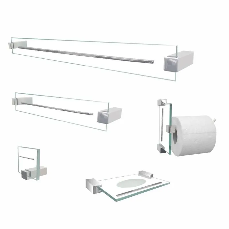 Kit acessórios vidro para banheiro 700EX 5 peças Grego Metal