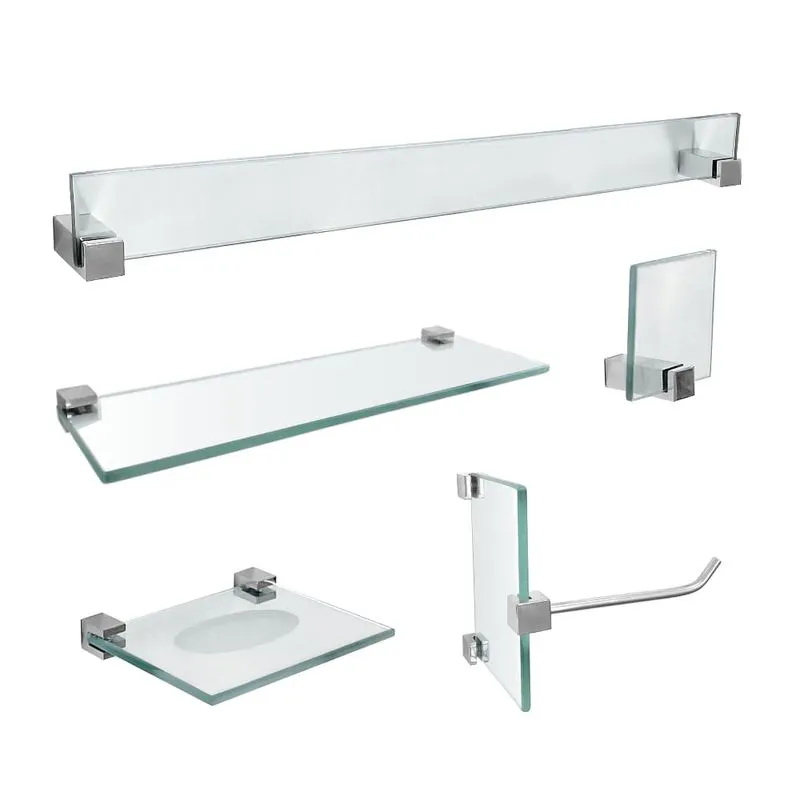 Kit para Banheiro com Prateleira 5 Peças Vitralle 420VT Grego Metal