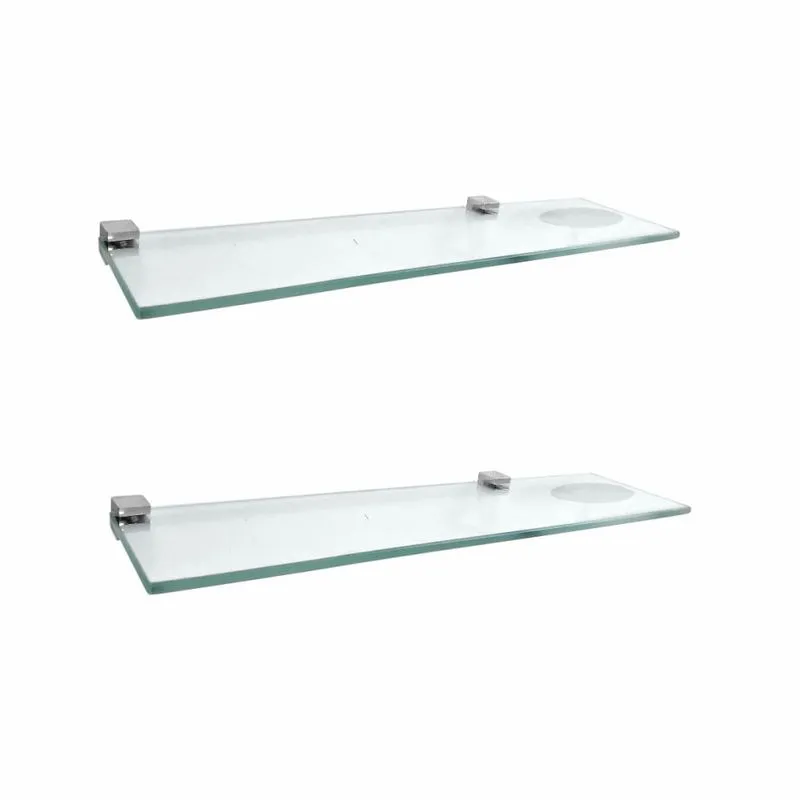 Prateleira Dupla Reta em Vidro Kit 2 Peças Prátika 809PK2 Grego Metal