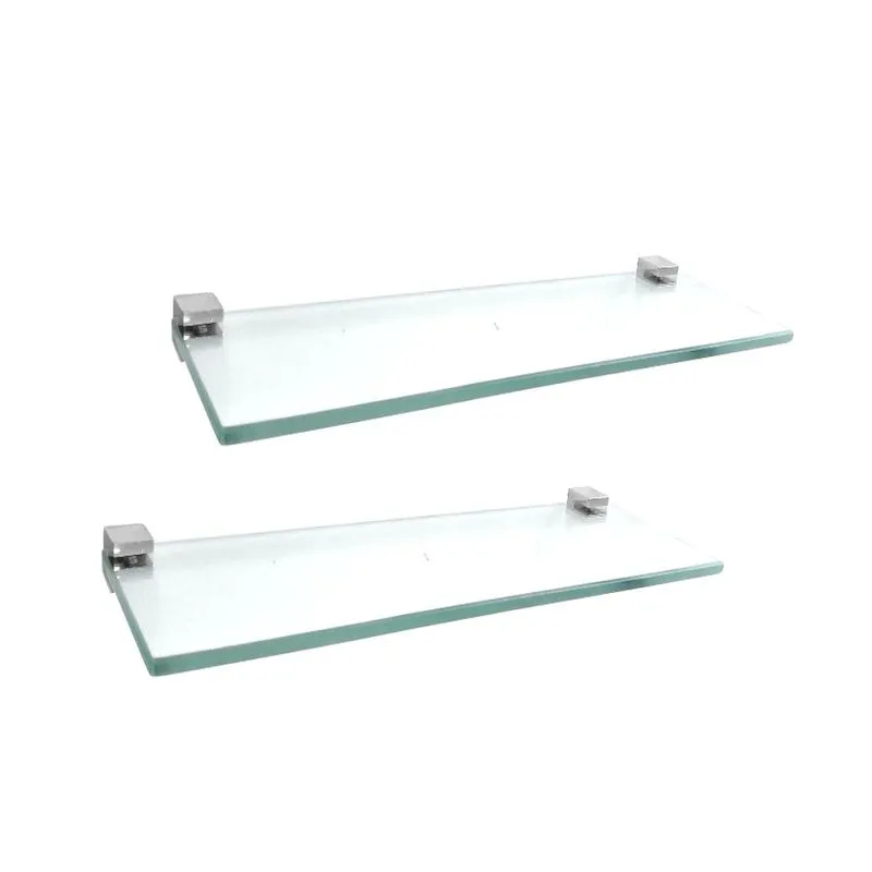 Prateleira Reta em Vidro Kit 2 Peças Prátika 820PK2 Grego Metal