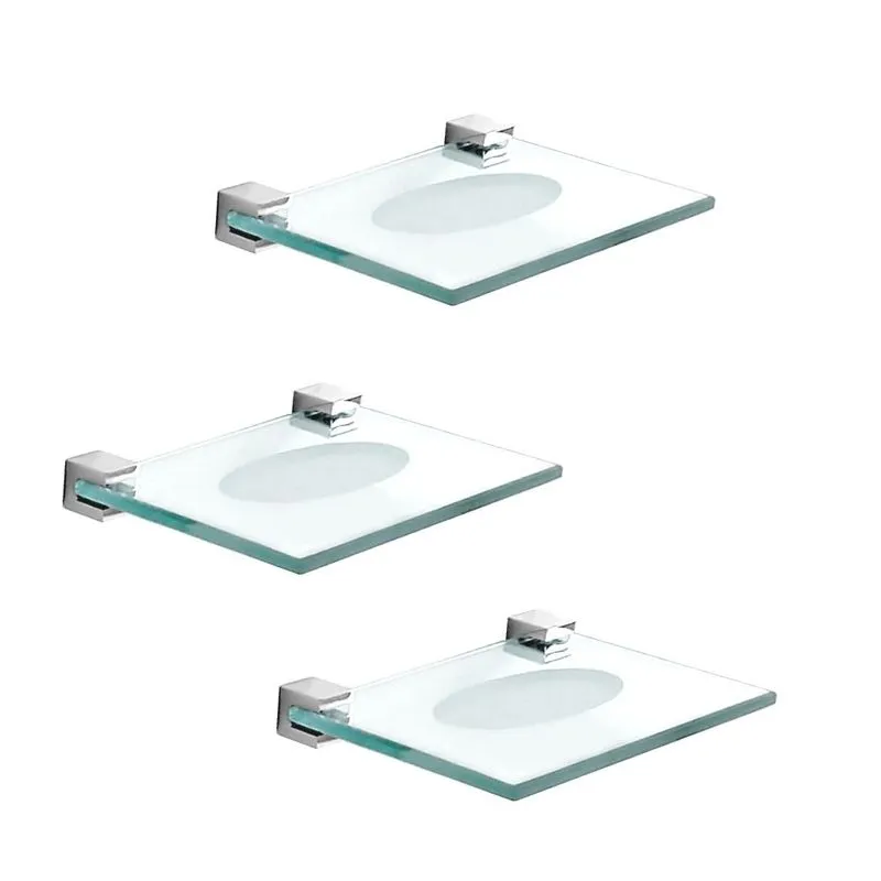 Saboneteira de Vidro Kit 3 Peças Prátika 818PK3 Grego Metal