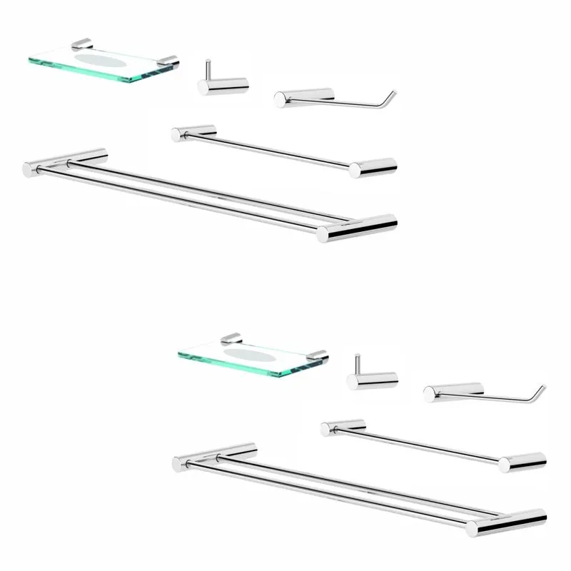 Kit De Acessórios Para Banheiro 2kits (10 Peças) Prata Orion