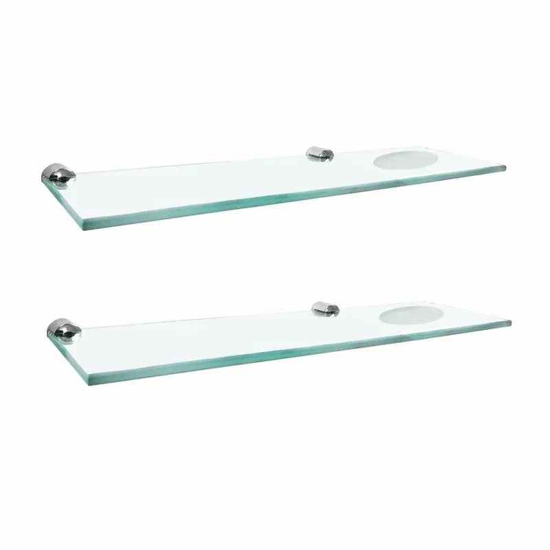 Prateleira Dupla em Vidro Kit 2 Peças Luxo Slim 514LS2 Grego Metal