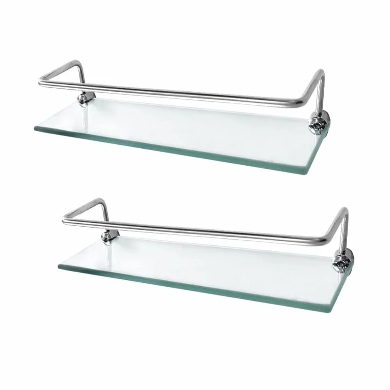 Prateleira em Vidro com Proteção Kit 2 Peças Slim 521LS2 Grego Metal