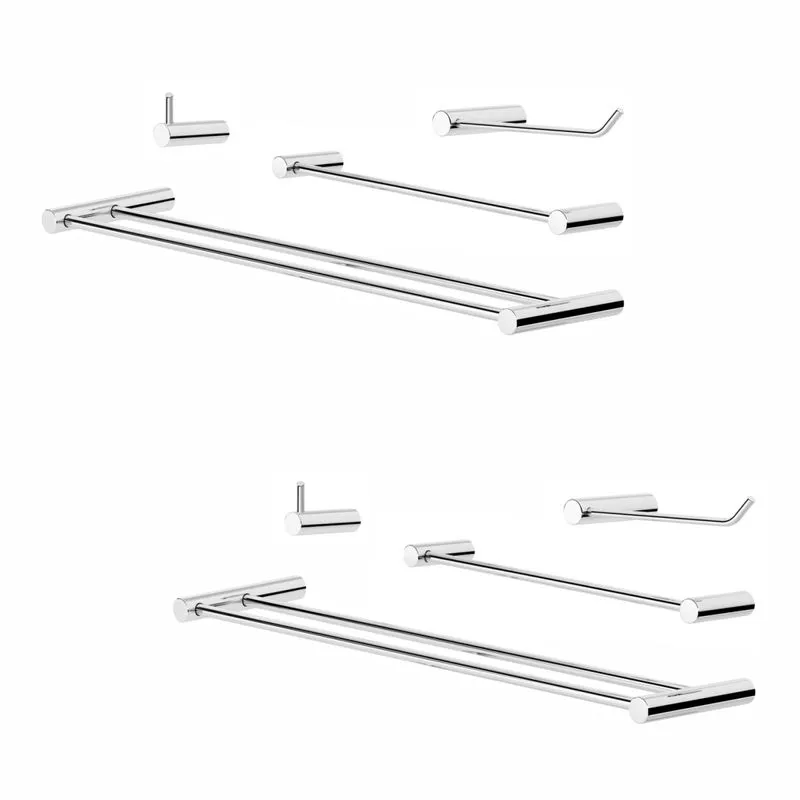 Kit De Acessórios Para Banheiro Duplo 2 Kits (8 Peças) Grego Metal Suporte Redondo Orion