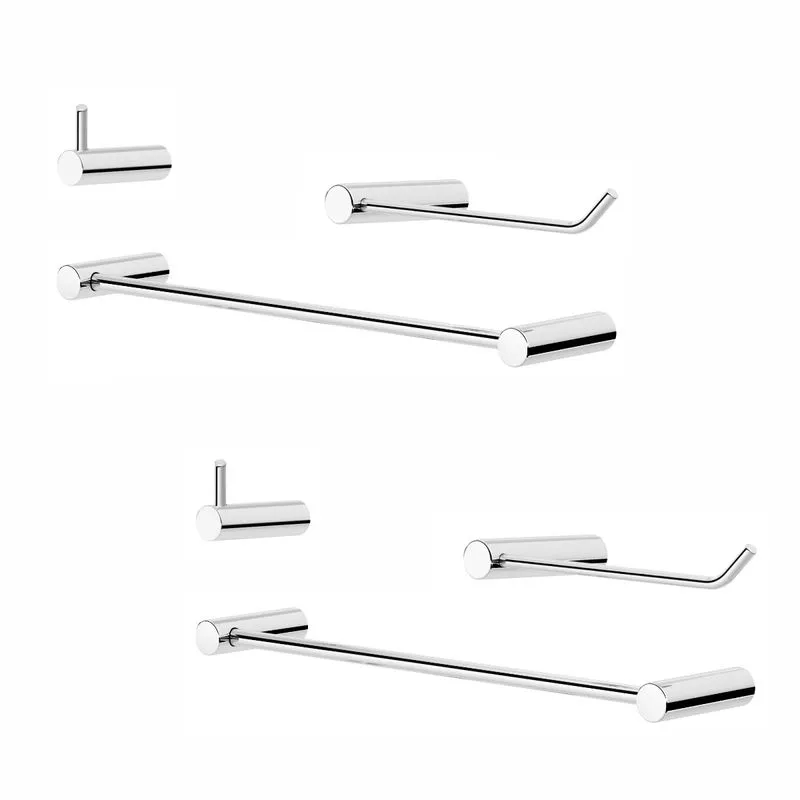 Kit De Acessórios De Banheiro 2kits (6 Peças) Grego Metal Suporte Redondo Alto Brilho Modelo Orion