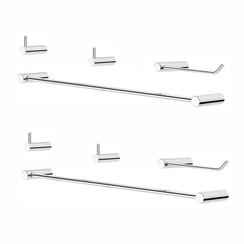 Kit De Acessórios De Banheiro 2 Kits (8 Peças) Grego Metal Conjunto Suporte Redondo Alto Brilho Orion