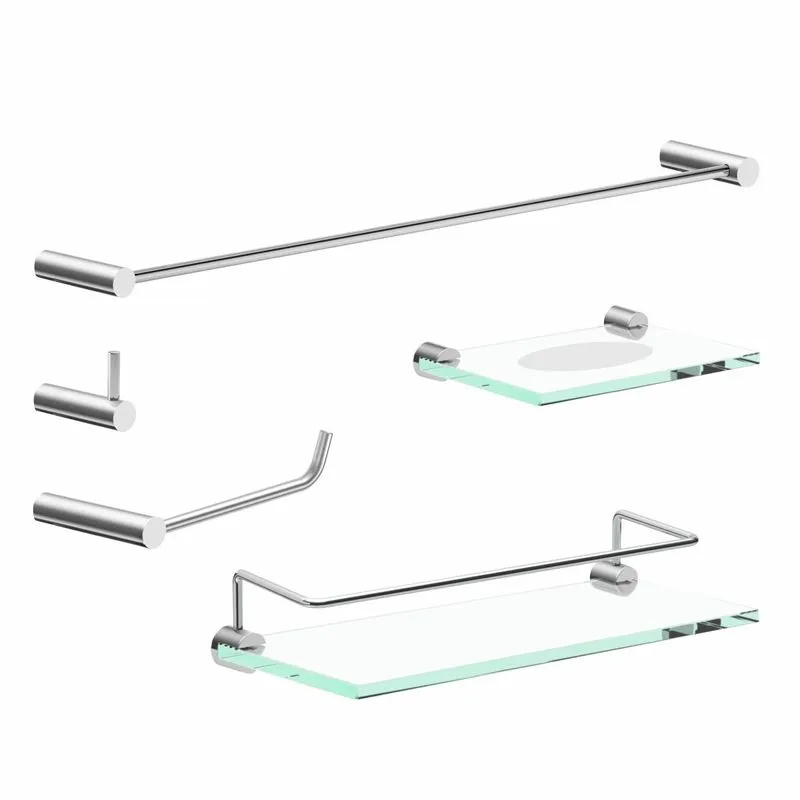 Kit Acessórios De Banheiro 5 Peças Suporte Redondo Grego Metal Alto Brilho Orion