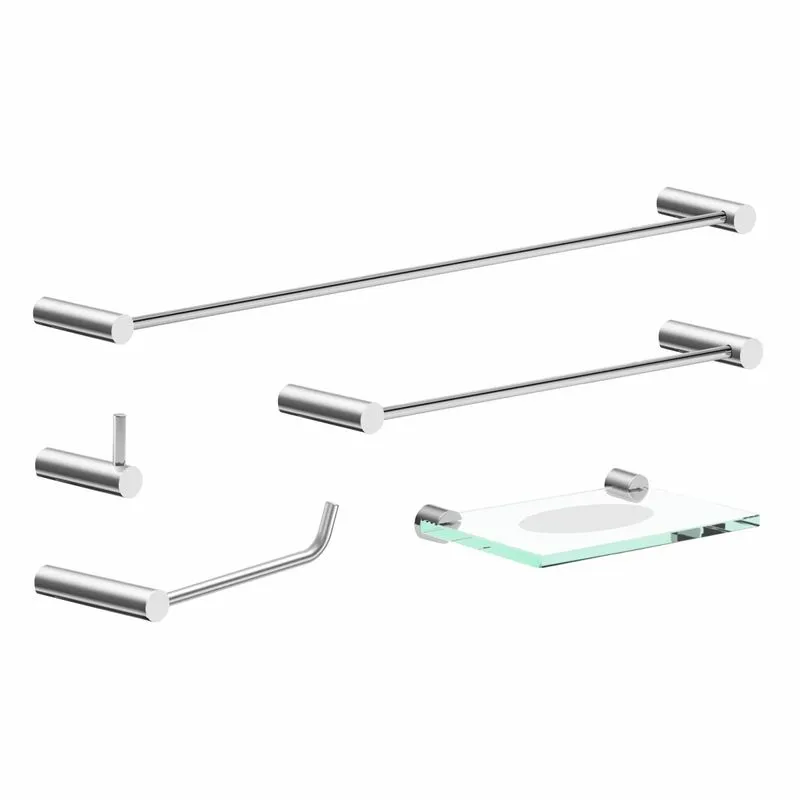 Kit De Acessórios Para Banheiro Grego Metal 5 Peças Suporte Redondo Orion