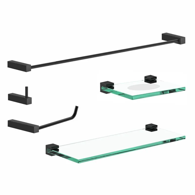 Kit Acessórios Para Banheiro Troia Epóxi Preto Grego Metal