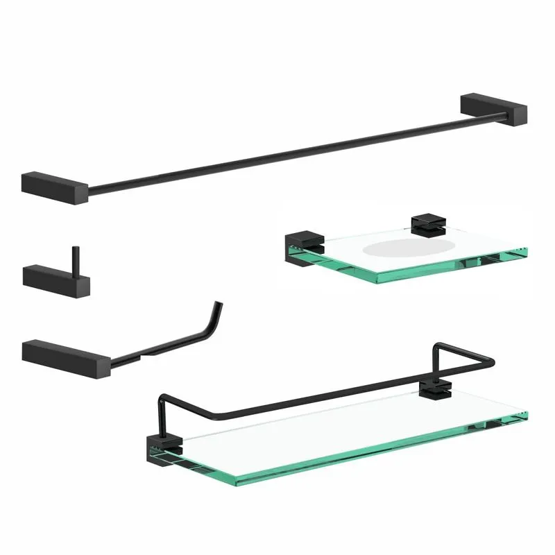 Kit Acessórios Para Banheiro Troia Epóxi Preto Grego Metal
