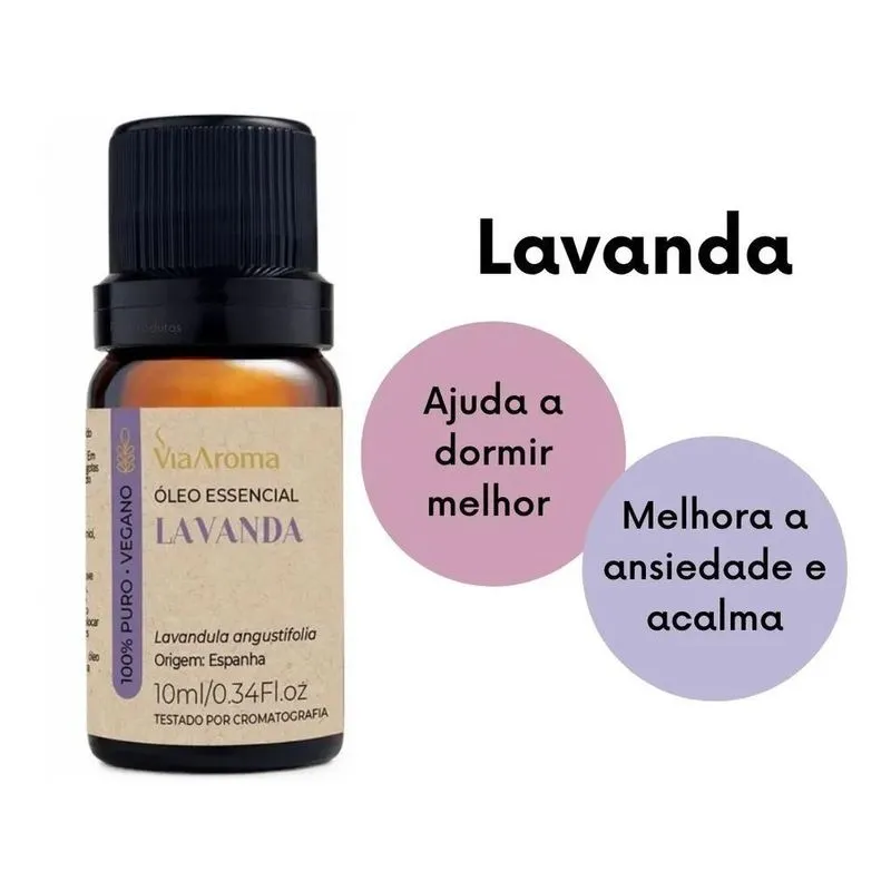 3x Óleo Essencial Lavanda 10ml 100% Natural Via Aroma