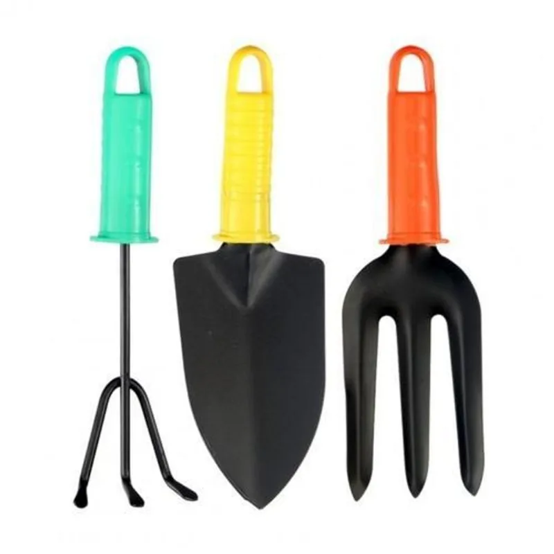 Kit 3 Ferramentas Metal Pás Rastelo Garfo Horta E Jardim