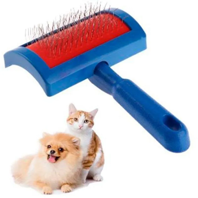 Escova Rasqueadeira Para Pet Cães E Gatos Azul E Cinza